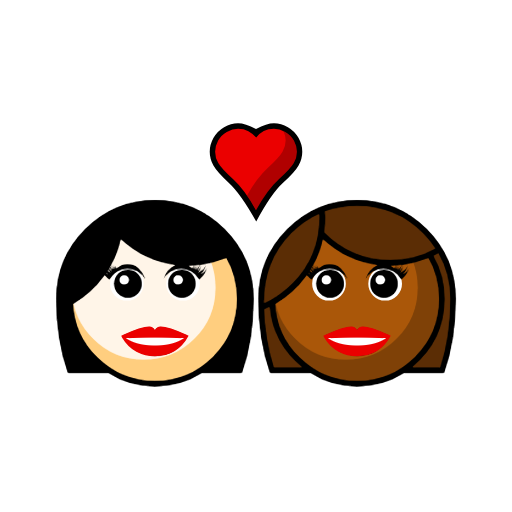 Couple with Heart: Woman, Woman, Light Skin Tone, Medium-Dark Skin Tone Couple with Heart: Woman, Woman, Light Skin Tone, Medium-Dark Skin Tone
