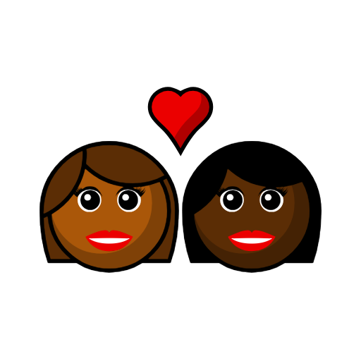 Couple with Heart: Woman, Woman, Medium-Dark Skin Tone, Dark Skin Tone Couple with Heart: Woman, Woman, Medium-Dark Skin Tone, Dark Skin Tone