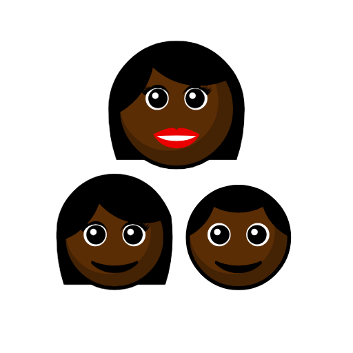 Family - Woman: Dark Skin Tone, Girl: Dark Skin Tone, Boy: Dark Skin Tone Family - Woman: Dark Skin Tone, Girl: Dark Skin Tone, Boy: Dark Skin Tone