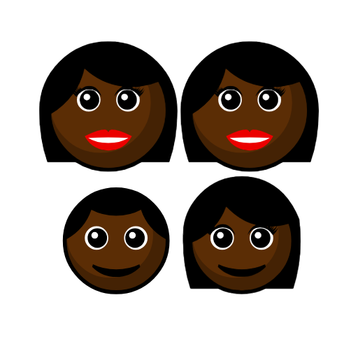 Family - Woman: Dark Skin Tone, Woman: Dark Skin Tone, Boy: Dark Skin Tone, Girl: Dark Skin Tone Family - Woman: Dark Skin Tone, Woman: Dark Skin Tone, Boy: Dark Skin Tone, Girl: Dark Skin Tone