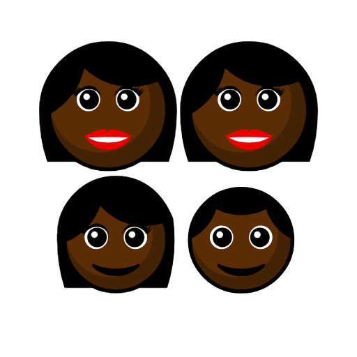 Family - Woman: Dark Skin Tone, Woman: Dark Skin Tone, Girl: Dark Skin Tone, Boy: Dark Skin Tone Family - Woman: Dark Skin Tone, Woman: Dark Skin Tone, Girl: Dark Skin Tone, Boy: Dark Skin Tone
