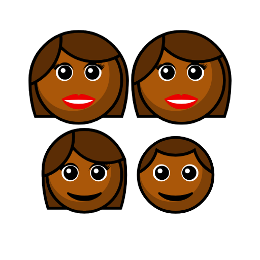 Family - Woman: Medium-Dark Skin Tone, Woman: Medium-Dark Skin Tone, Girl: Medium-Dark Skin Tone, Boy: Medium-Dark Skin Tone Family - Woman: Medium-Dark Skin Tone, Woman: Medium-Dark Skin Tone, Girl: Medium-Dark Skin Tone, Boy: Medium-Dark Skin Tone
