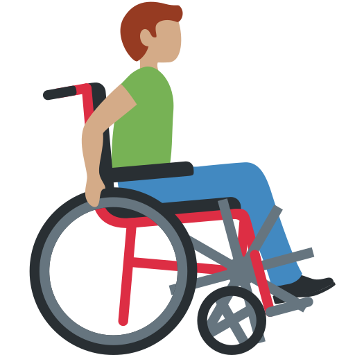 Man in Manual Wheelchair Facing Right: Medium Skin Tone