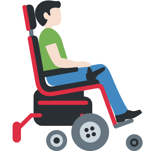 Man in Motorized Wheelchair Facing Right: Light Skin Tone