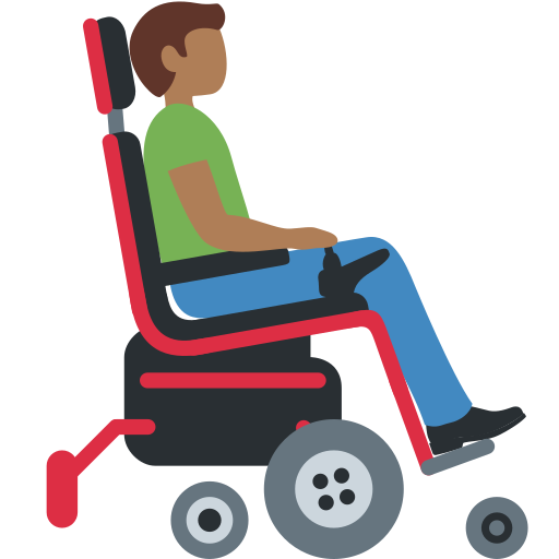 Man in Motorized Wheelchair Facing Right: Medium-Dark Skin Tone