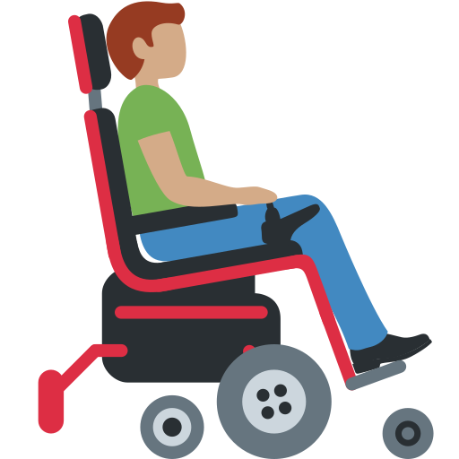 Man in Motorized Wheelchair Facing Right: Medium Skin Tone