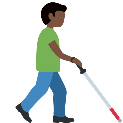 Man with White Cane Facing Right: Dark Skin Tone