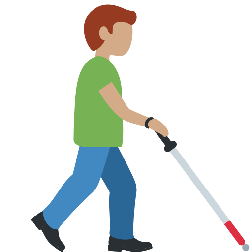 Man with White Cane Facing Right: Medium Skin Tone