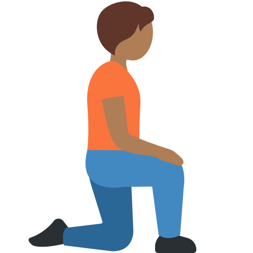 Person Kneeling Facing Right: Medium-Dark Skin Tone