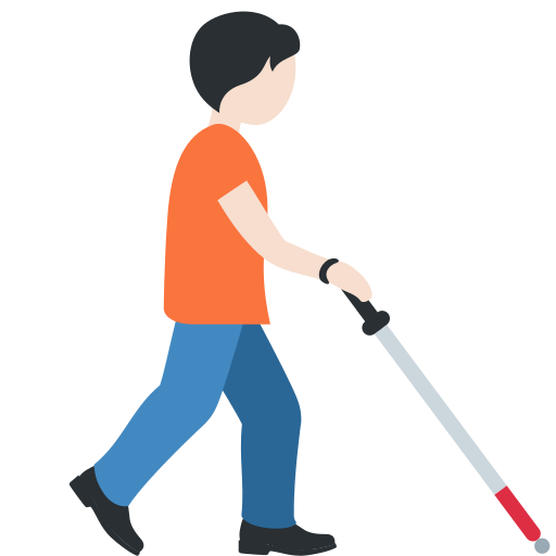 Person with White Cane Facing Right: Light Skin Tone