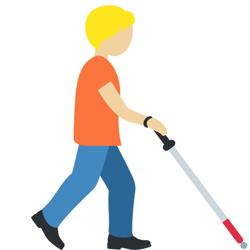 Person with White Cane Facing Right: Medium-Light Skin Tone