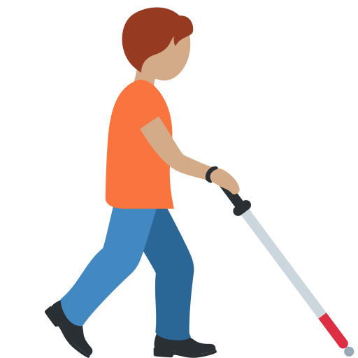 Person with White Cane Facing Right: Medium Skin Tone
