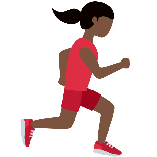 Woman Running Facing Right: Dark Skin Tone