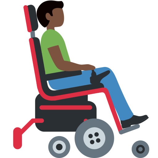 Man in Motorized Wheelchair Facing Right: Dark Skin Tone Man in Motorized Wheelchair Facing Right: Dark Skin Tone