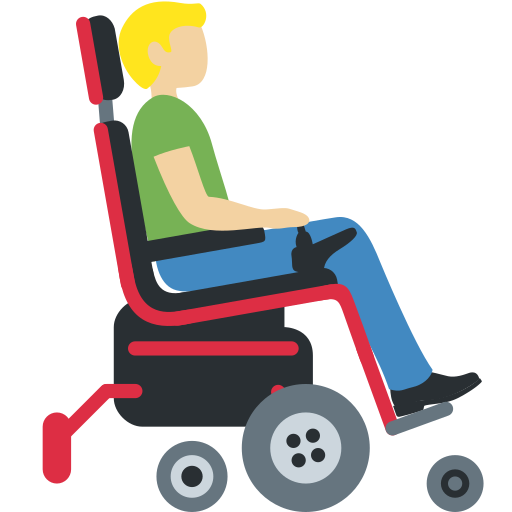 Man in Motorized Wheelchair Facing Right: Medium-Light Skin Tone Man in Motorized Wheelchair Facing Right: Medium-Light Skin Tone
