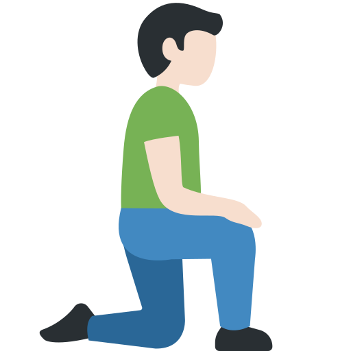 Man Kneeling Facing Right: Light Skin Tone Man Kneeling Facing Right: Light Skin Tone