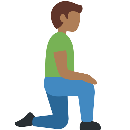 Man Kneeling Facing Right: Medium-Dark Skin Tone Man Kneeling Facing Right: Medium-Dark Skin Tone