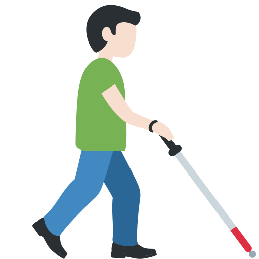 Man with White Cane Facing Right: Light Skin Tone Man with White Cane Facing Right: Light Skin Tone