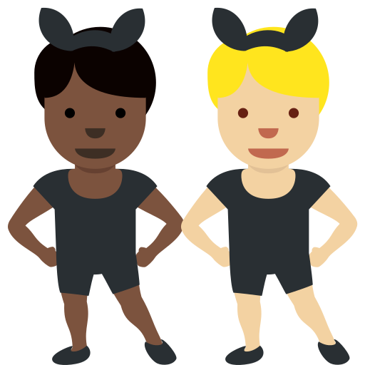 Men with Bunny Ears: Dark Skin Tone, Medium-Light Skin Tone Men with Bunny Ears: Dark Skin Tone, Medium-Light Skin Tone