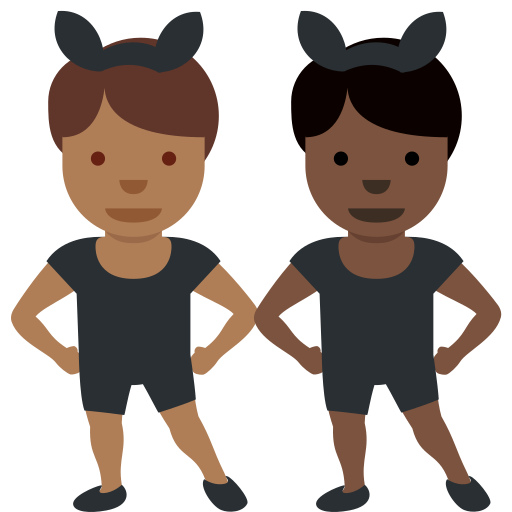 Men with Bunny Ears: Medium-Dark Skin Tone, Dark Skin Tone Men with Bunny Ears: Medium-Dark Skin Tone, Dark Skin Tone