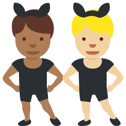Men with Bunny Ears: Medium-Dark Skin Tone, Medium-Light Skin Tone Men with Bunny Ears: Medium-Dark Skin Tone, Medium-Light Skin Tone