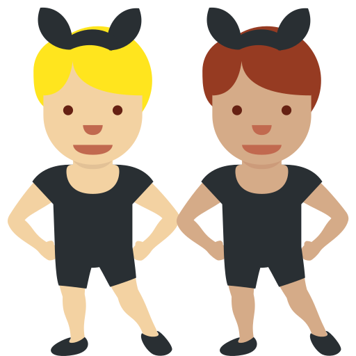 Men with Bunny Ears: Medium-Light Skin Tone, Medium Skin Tone Men with Bunny Ears: Medium-Light Skin Tone, Medium Skin Tone