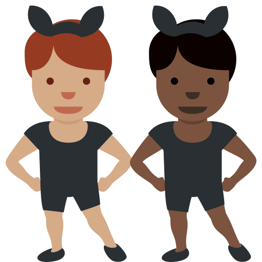 Men with Bunny Ears: Medium Skin Tone, Dark Skin Tone Men with Bunny Ears: Medium Skin Tone, Dark Skin Tone