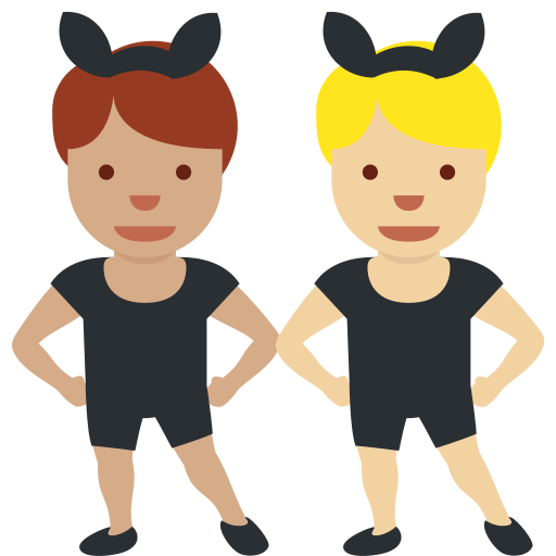 Men with Bunny Ears: Medium Skin Tone, Medium-Light Skin Tone Men with Bunny Ears: Medium Skin Tone, Medium-Light Skin Tone