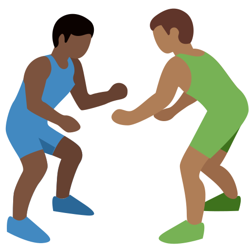 Men Wrestling: Dark Skin Tone, Medium-Dark Skin Tone Men Wrestling: Dark Skin Tone, Medium-Dark Skin Tone