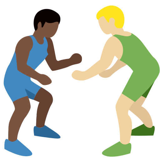 Men Wrestling: Dark Skin Tone, Medium-Light Skin Tone Men Wrestling: Dark Skin Tone, Medium-Light Skin Tone