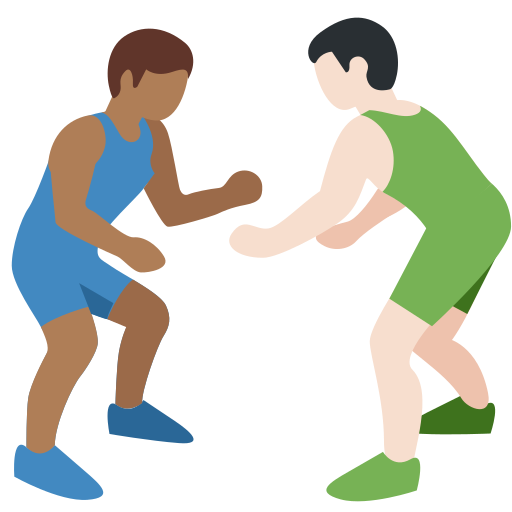 Men Wrestling: Medium-Dark Skin Tone, Light Skin Tone Men Wrestling: Medium-Dark Skin Tone, Light Skin Tone