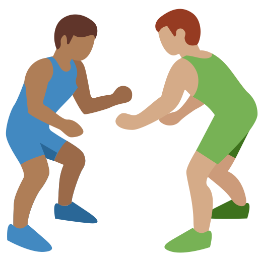 Men Wrestling: Medium-Dark Skin Tone, Medium Skin Tone Men Wrestling: Medium-Dark Skin Tone, Medium Skin Tone