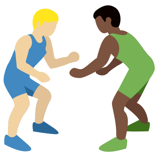 Men Wrestling: Medium-Light Skin Tone, Dark Skin Tone Men Wrestling: Medium-Light Skin Tone, Dark Skin Tone