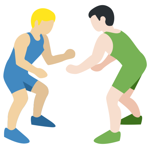 Men Wrestling: Medium-Light Skin Tone, Light Skin Tone Men Wrestling: Medium-Light Skin Tone, Light Skin Tone