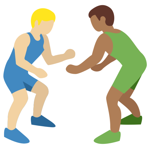 Men Wrestling: Medium-Light Skin Tone, Medium-Dark Skin Tone Men Wrestling: Medium-Light Skin Tone, Medium-Dark Skin Tone