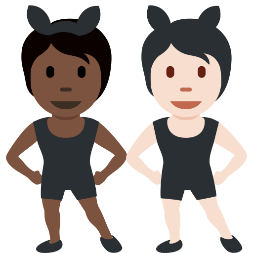 People with Bunny Ears: Dark Skin Tone, Light Skin Tone People with Bunny Ears: Dark Skin Tone, Light Skin Tone