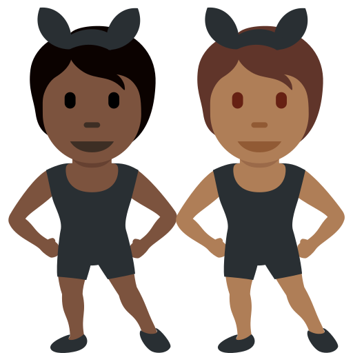 People with Bunny Ears: Dark Skin Tone, Medium-Dark Skin Tone People with Bunny Ears: Dark Skin Tone, Medium-Dark Skin Tone