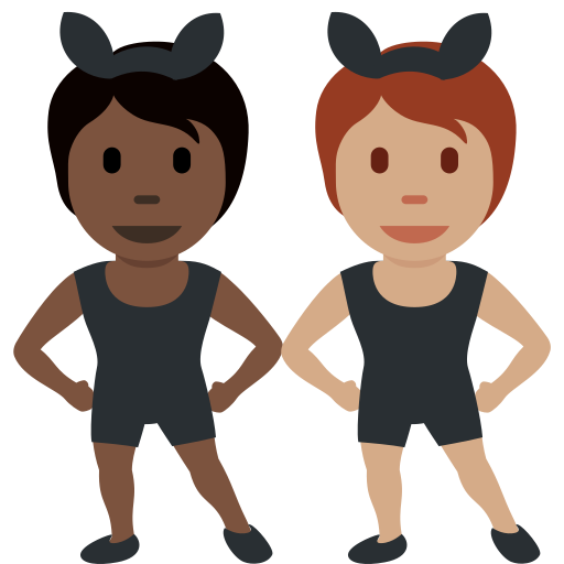 People with Bunny Ears: Dark Skin Tone, Medium Skin Tone People with Bunny Ears: Dark Skin Tone, Medium Skin Tone