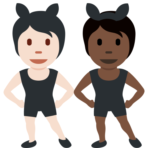 People with Bunny Ears: Light Skin Tone, Dark Skin Tone People with Bunny Ears: Light Skin Tone, Dark Skin Tone