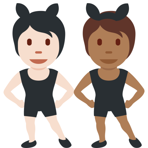 People with Bunny Ears: Light Skin Tone, Medium-Dark Skin Tone People with Bunny Ears: Light Skin Tone, Medium-Dark Skin Tone