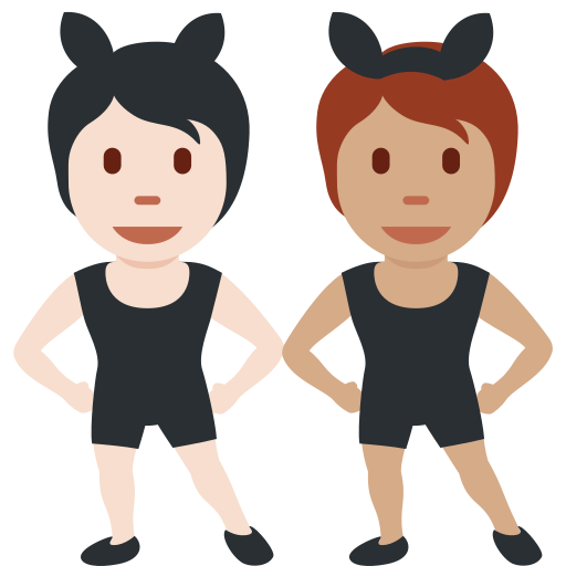 People with Bunny Ears: Light Skin Tone, Medium Skin Tone People with Bunny Ears: Light Skin Tone, Medium Skin Tone