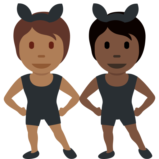 People with Bunny Ears: Medium-Dark Skin Tone, Dark Skin Tone People with Bunny Ears: Medium-Dark Skin Tone, Dark Skin Tone