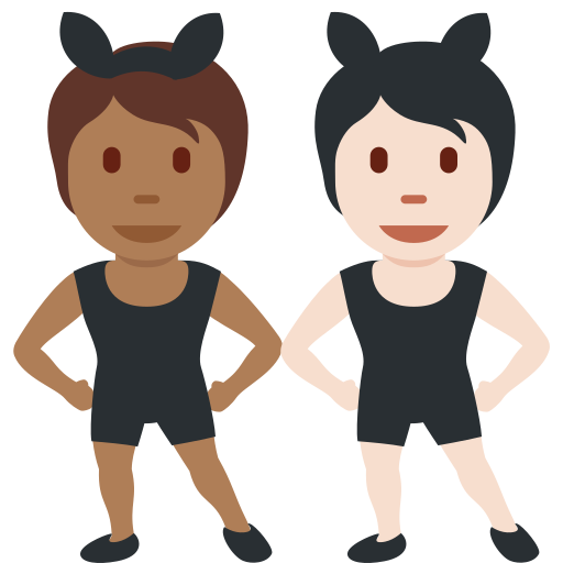 People with Bunny Ears: Medium-Dark Skin Tone, Light Skin Tone People with Bunny Ears: Medium-Dark Skin Tone, Light Skin Tone