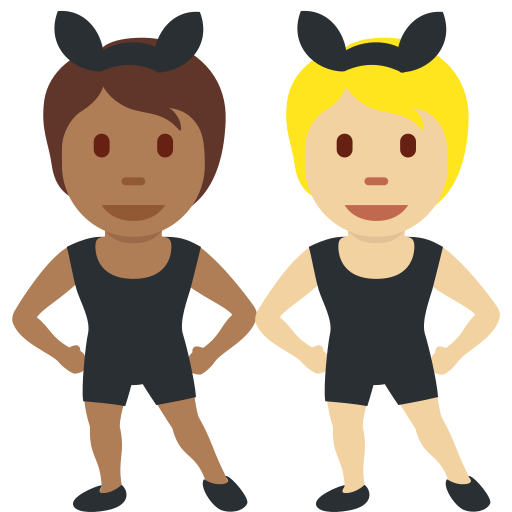 People with Bunny Ears: Medium-Dark Skin Tone, Medium-Light Skin Tone People with Bunny Ears: Medium-Dark Skin Tone, Medium-Light Skin Tone