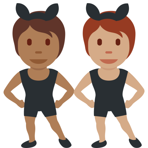 People with Bunny Ears: Medium-Dark Skin Tone, Medium Skin Tone People with Bunny Ears: Medium-Dark Skin Tone, Medium Skin Tone