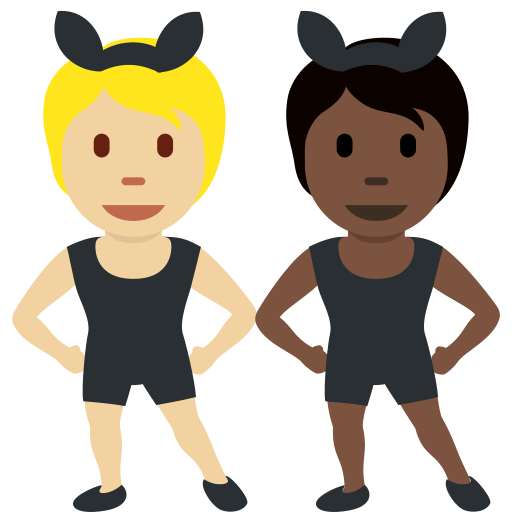 People with Bunny Ears: Medium-Light Skin Tone, Dark Skin Tone People with Bunny Ears: Medium-Light Skin Tone, Dark Skin Tone