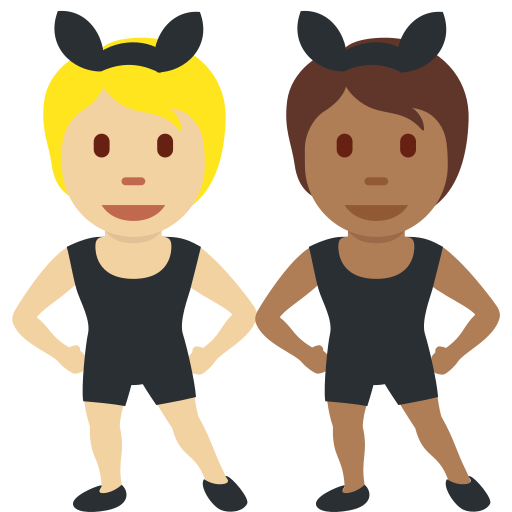 People with Bunny Ears: Medium-Light Skin Tone, Medium-Dark Skin Tone People with Bunny Ears: Medium-Light Skin Tone, Medium-Dark Skin Tone