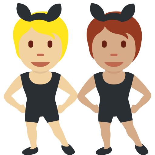 People with Bunny Ears: Medium-Light Skin Tone, Medium Skin Tone People with Bunny Ears: Medium-Light Skin Tone, Medium Skin Tone