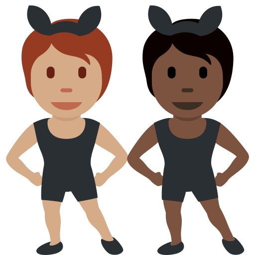 People with Bunny Ears: Medium Skin Tone, Dark Skin Tone People with Bunny Ears: Medium Skin Tone, Dark Skin Tone