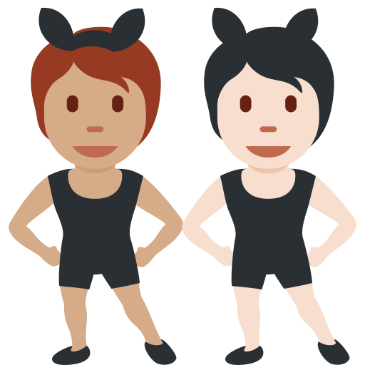 People with Bunny Ears: Medium Skin Tone, Light Skin Tone People with Bunny Ears: Medium Skin Tone, Light Skin Tone